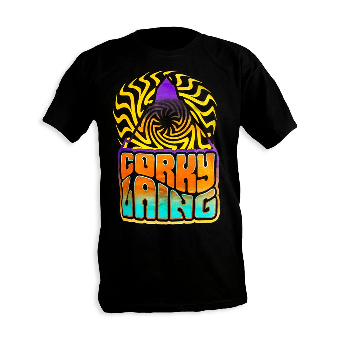 Vorderseite Fan-T-shirt Corky Laing, retro